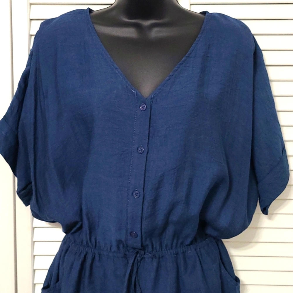 Large Davi & Dani Button Down Romper Short Sleeve… - image 2